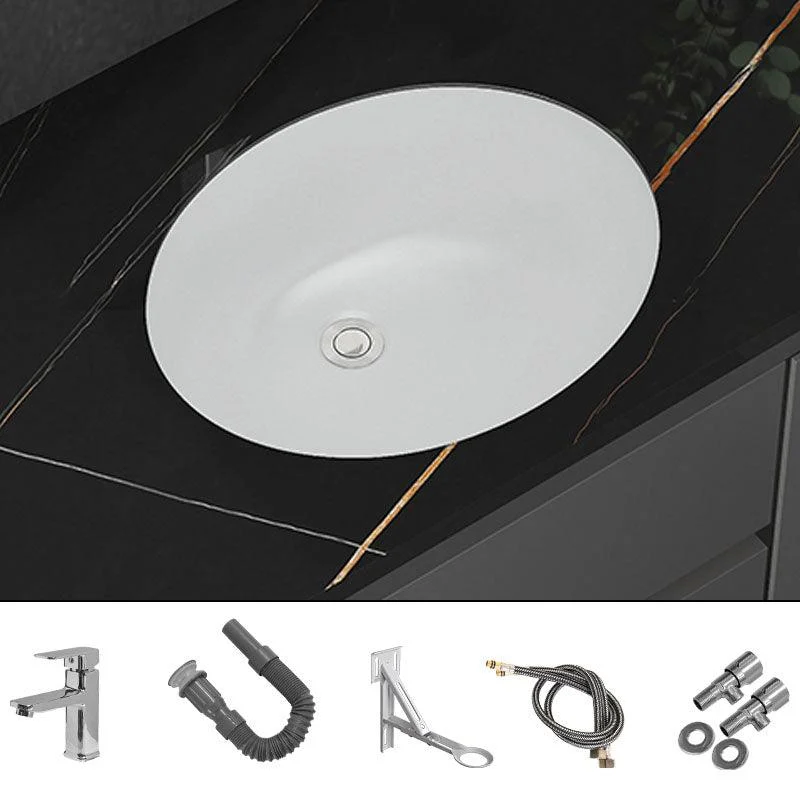 Modern White Bathroom Sink Porcelain Trough Bathroom Sink with Tap -Bathlova