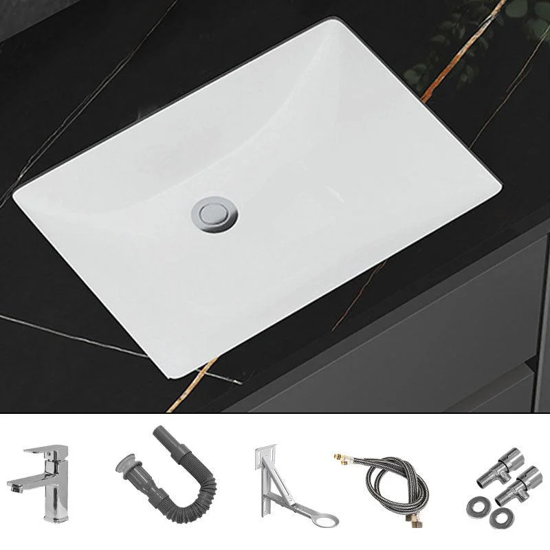 Modern White Bathroom Sink Porcelain Trough Bathroom Sink with Tap -Bathlova