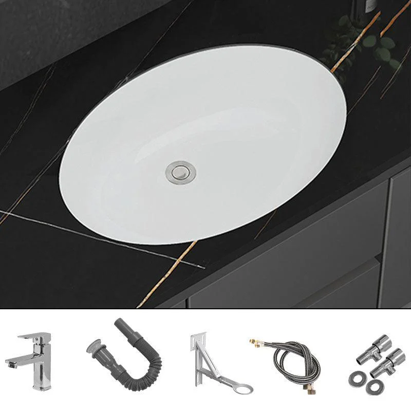 Modern White Bathroom Sink Porcelain Trough Bathroom Sink with Tap -Bathlova