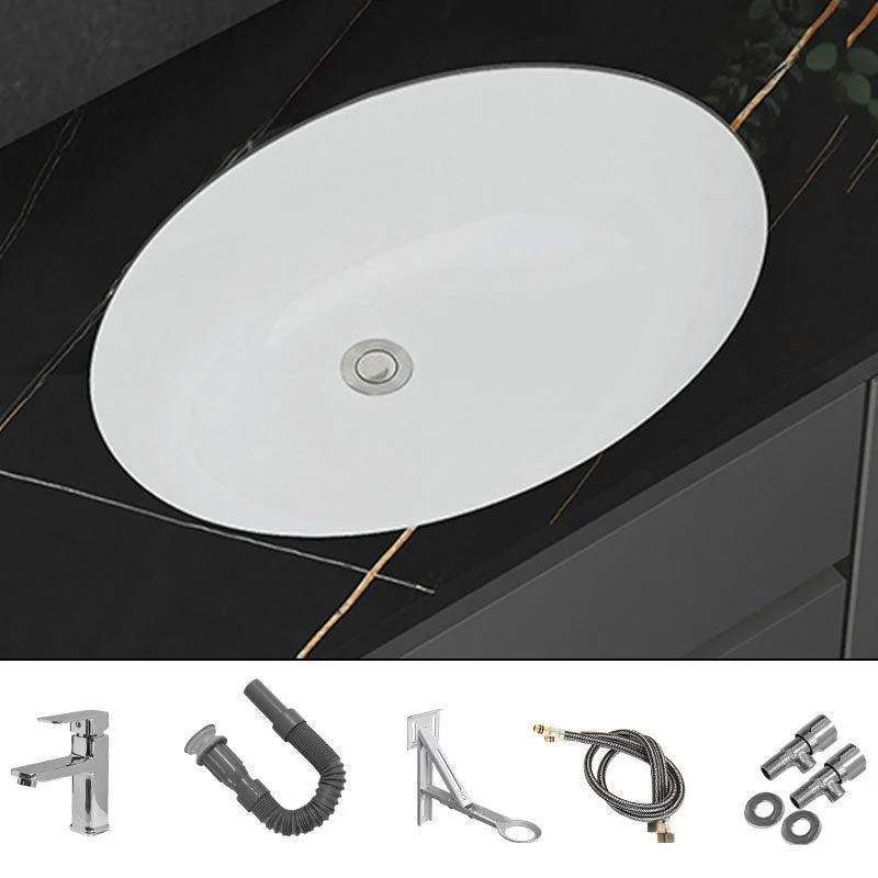 Modern White Bathroom Sink Porcelain Trough Bathroom Sink with Tap -Bathlova