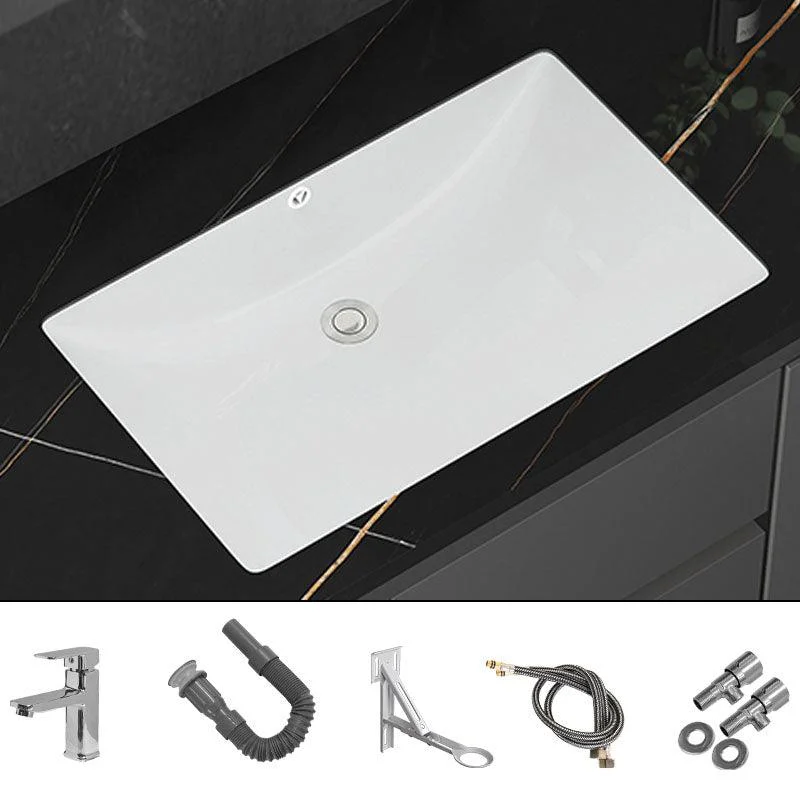 Modern White Bathroom Sink Porcelain Trough Bathroom Sink with Tap -Bathlova