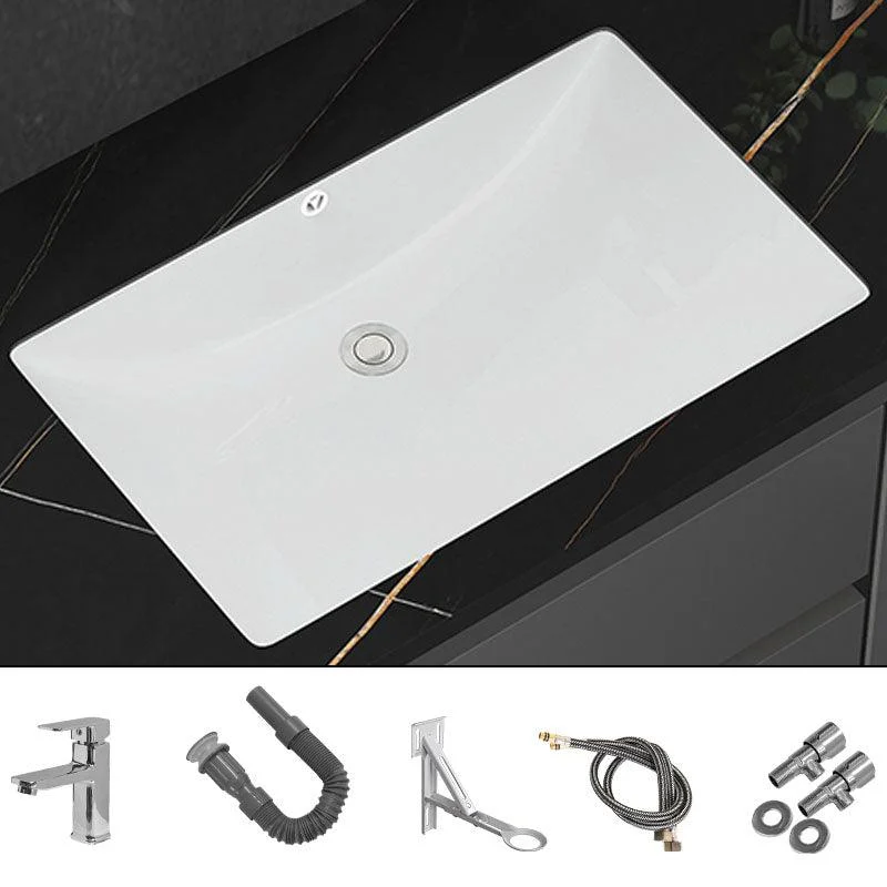 Modern White Bathroom Sink Porcelain Trough Bathroom Sink with Tap -Bathlova