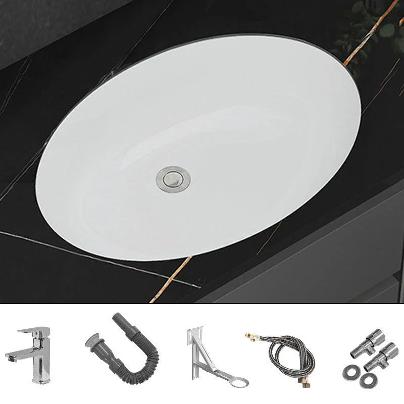 Modern White Bathroom Sink Porcelain Trough Bathroom Sink with Tap -Bathlova