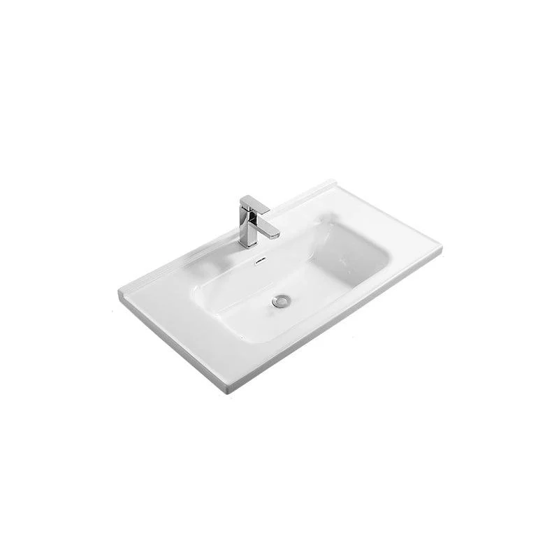 Modern White Bathroom Sink Rectangular Ceramic Bathroom Sink -Bathlova