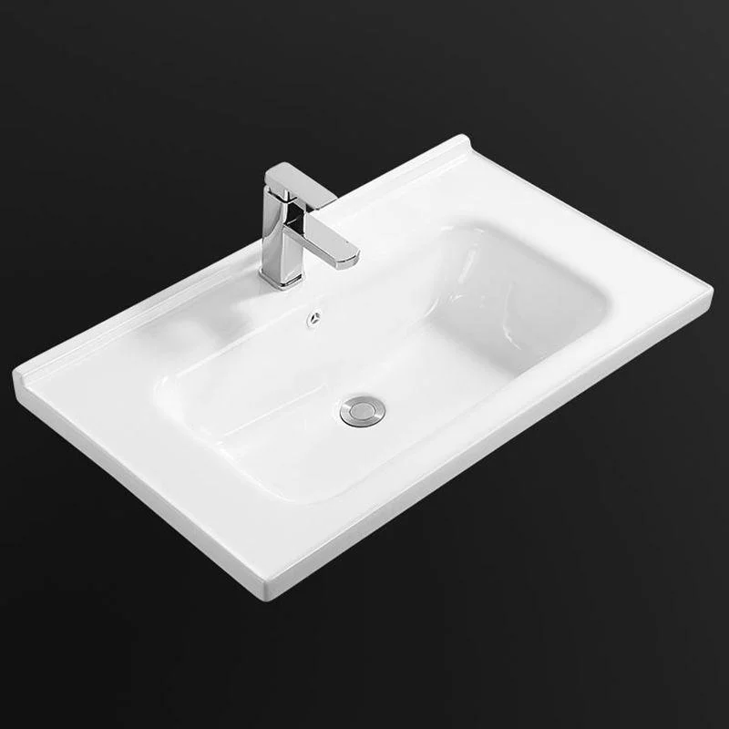 Modern White Bathroom Sink Rectangular Ceramic Bathroom Sink -Bathlova