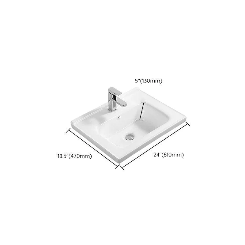 Modern White Bathroom Sink Rectangular Ceramic Bathroom Sink -Bathlova