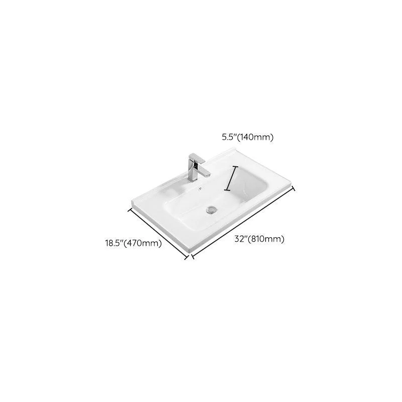 Modern White Bathroom Sink Rectangular Ceramic Bathroom Sink -Bathlova