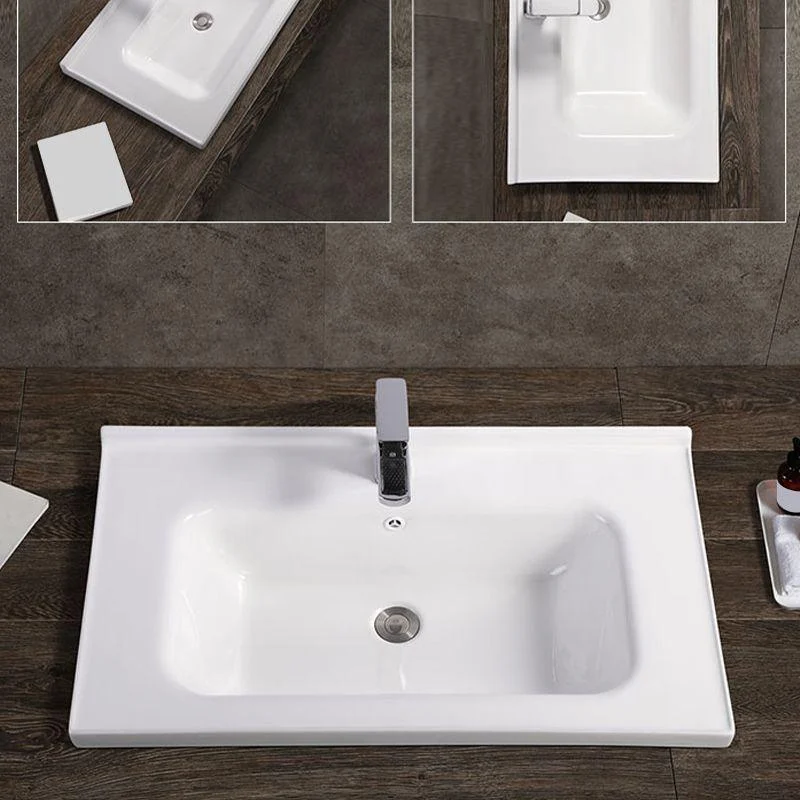 Modern White Bathroom Sink Rectangular Ceramic Bathroom Sink -Bathlova