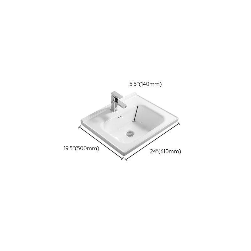 Modern White Bathroom Sink Rectangular Ceramic Bathroom Sink -Bathlova