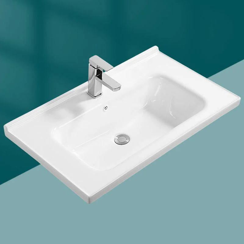 Modern White Bathroom Sink Rectangular Ceramic Bathroom Sink -Bathlova