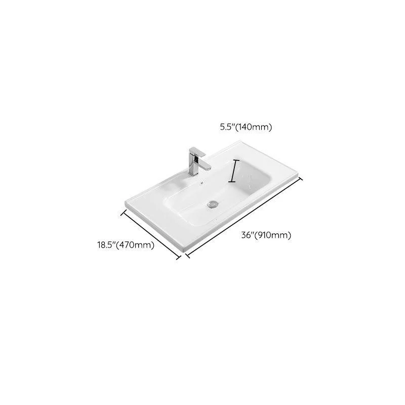 Modern White Bathroom Sink Rectangular Ceramic Bathroom Sink -Bathlova