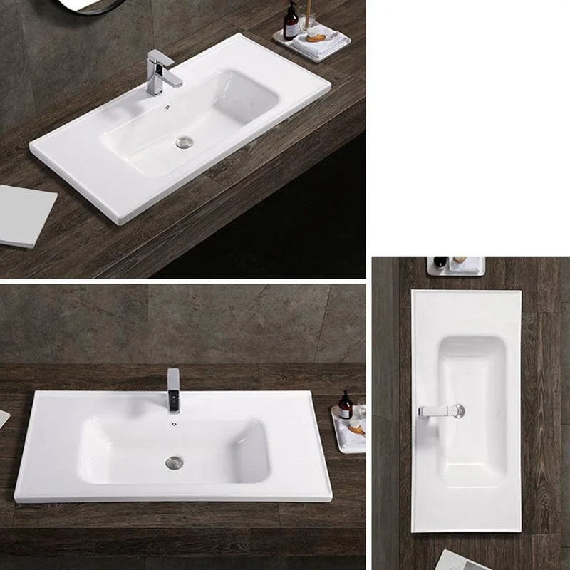 Modern White Bathroom Sink Rectangular Ceramic Bathroom Sink -Bathlova