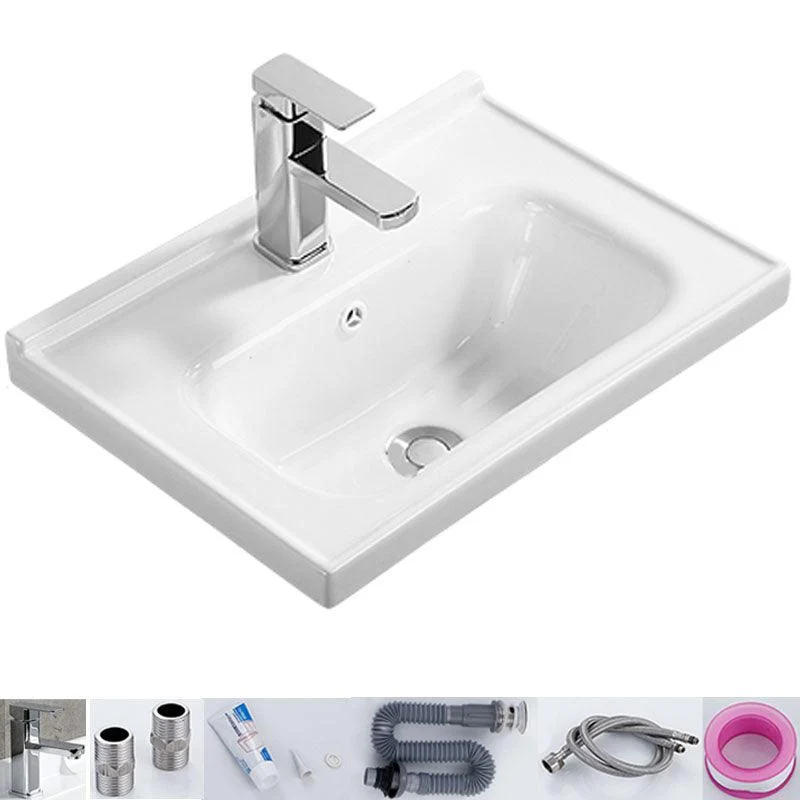 Modern White Bathroom Sink Rectangular Ceramic Bathroom Sink -Bathlova