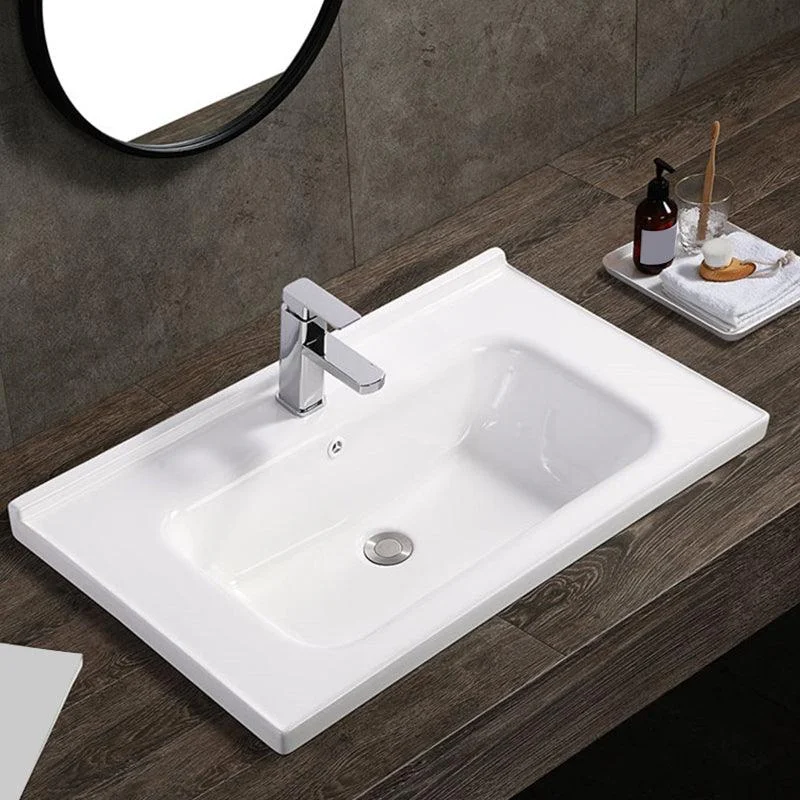 Modern White Bathroom Sink Rectangular Ceramic Bathroom Sink -Bathlova