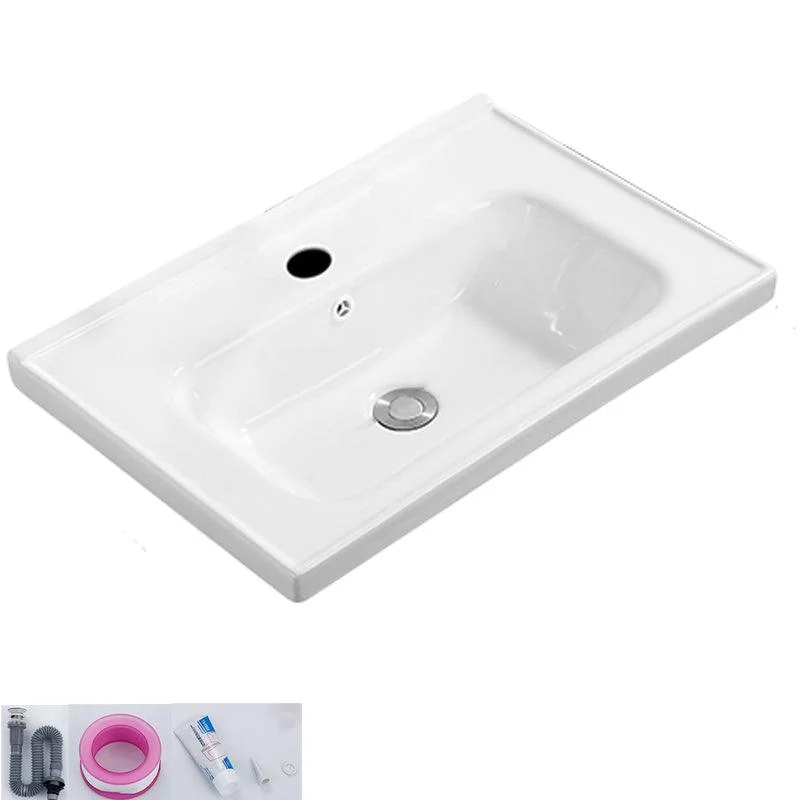 Modern White Bathroom Sink Rectangular Ceramic Bathroom Sink -Bathlova