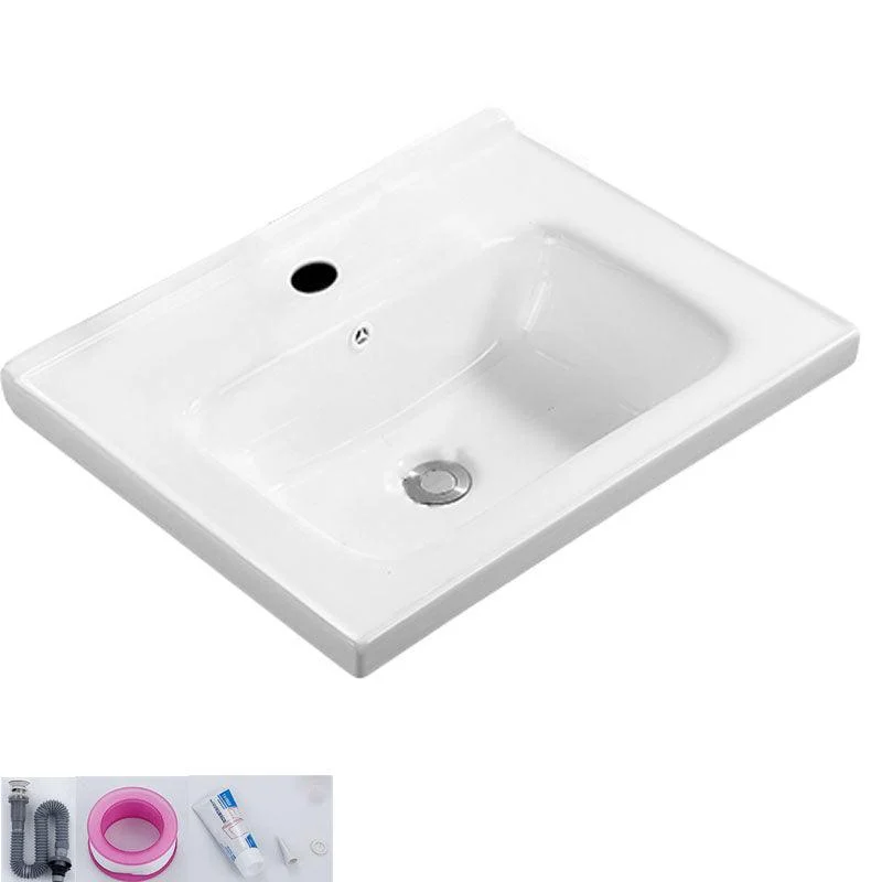 Modern White Bathroom Sink Rectangular Ceramic Bathroom Sink -Bathlova