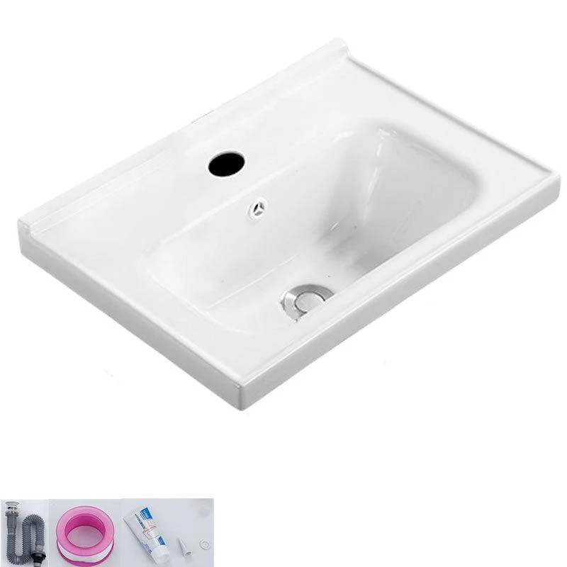 Modern White Bathroom Sink Rectangular Ceramic Bathroom Sink -Bathlova