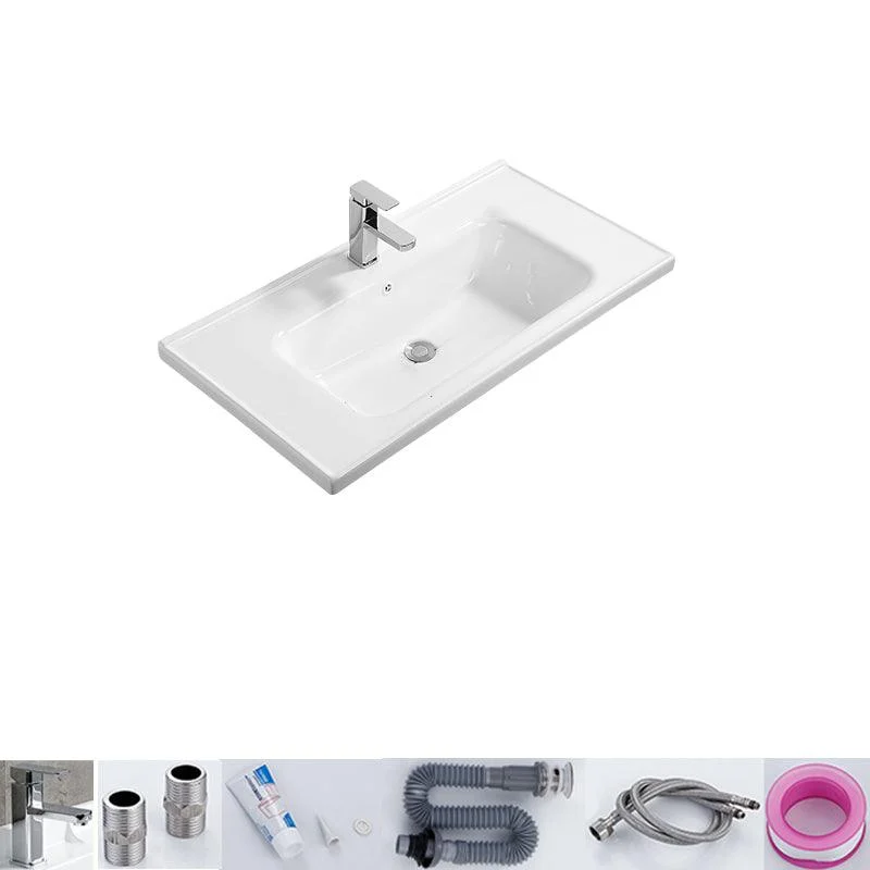 Modern White Bathroom Sink Rectangular Ceramic Bathroom Sink -Bathlova