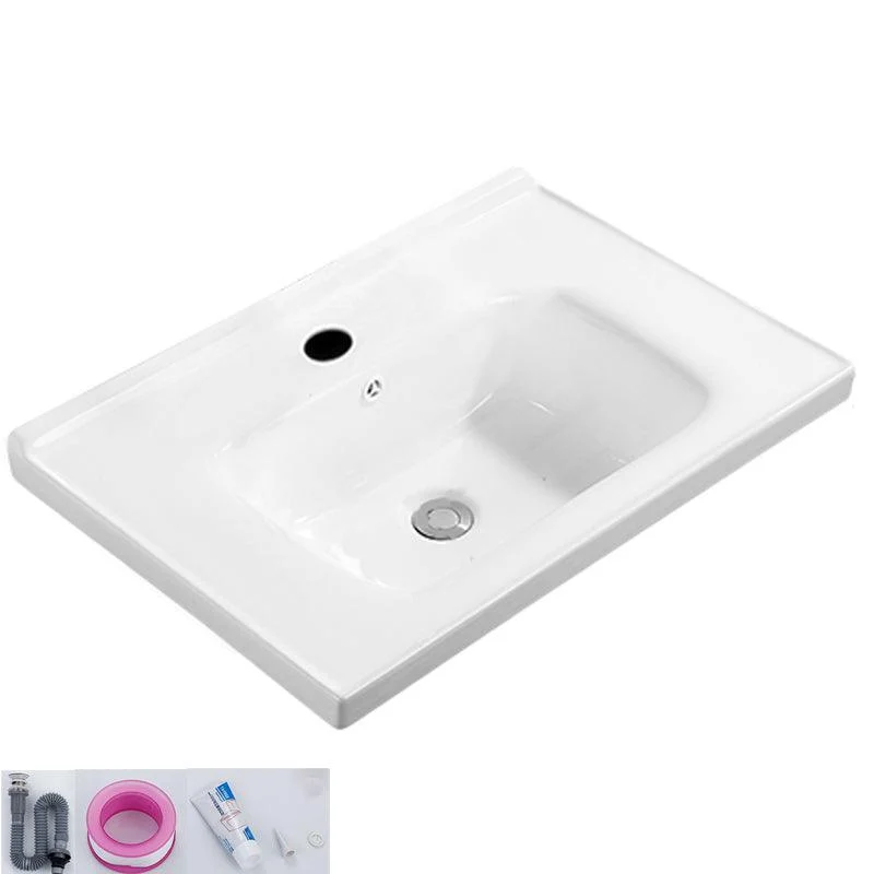 Modern White Bathroom Sink Rectangular Ceramic Bathroom Sink -Bathlova