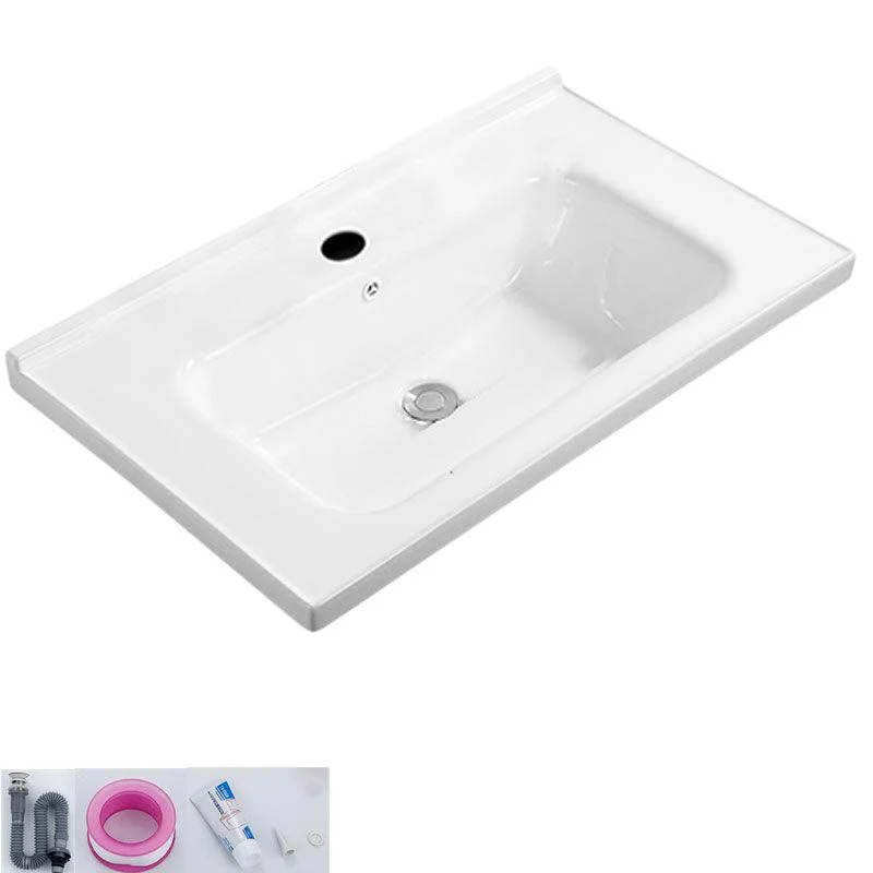 Modern White Bathroom Sink Rectangular Ceramic Bathroom Sink -Bathlova