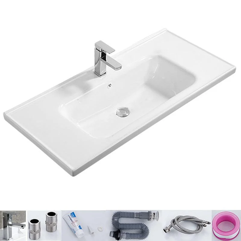 Modern White Bathroom Sink Rectangular Ceramic Bathroom Sink -Bathlova