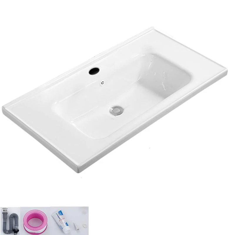 Modern White Bathroom Sink Rectangular Ceramic Bathroom Sink -Bathlova