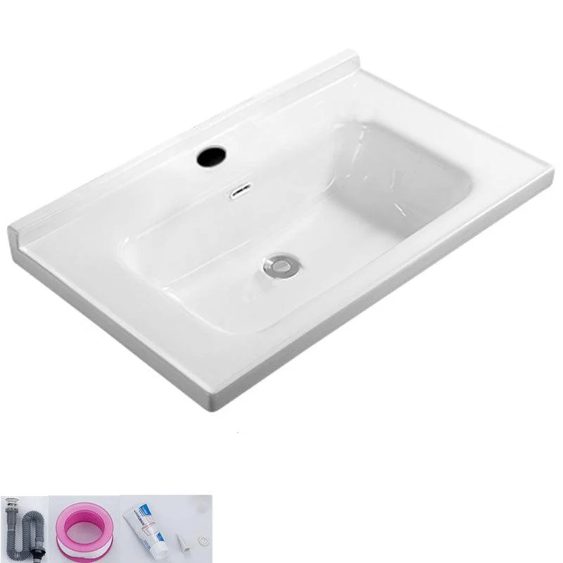 Modern White Bathroom Sink Rectangular Ceramic Bathroom Sink -Bathlova