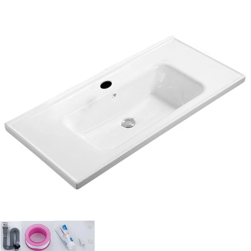 Modern White Bathroom Sink Rectangular Ceramic Bathroom Sink -Bathlova