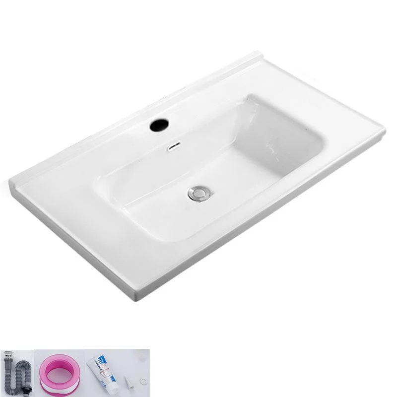 Modern White Bathroom Sink Rectangular Ceramic Bathroom Sink -Bathlova