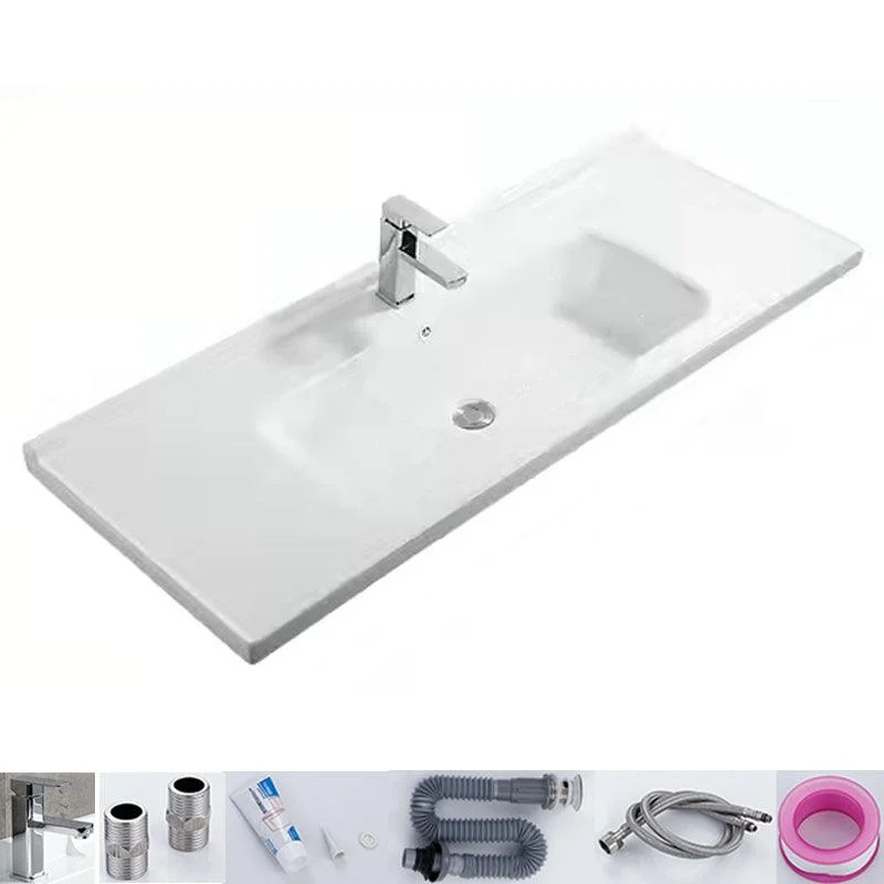 Modern White Bathroom Sink Rectangular Ceramic Bathroom Sink -Bathlova