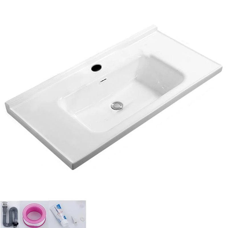 Modern White Bathroom Sink Rectangular Ceramic Bathroom Sink -Bathlova