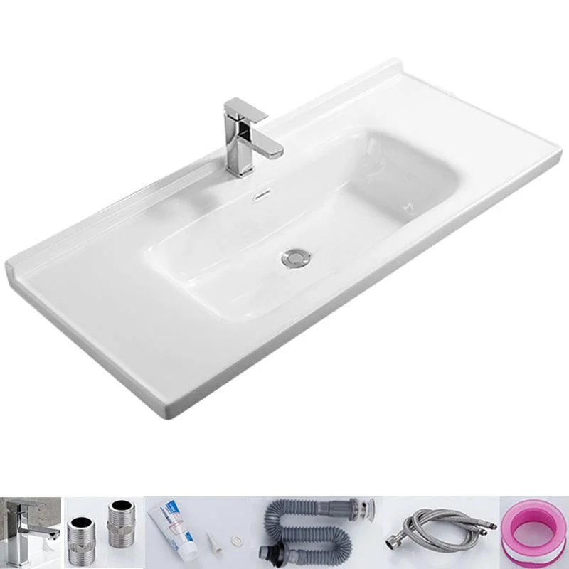 Modern White Bathroom Sink Rectangular Ceramic Bathroom Sink -Bathlova