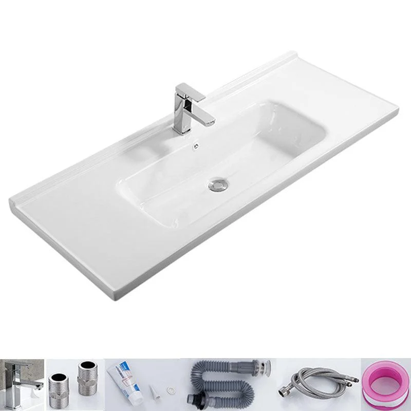 Modern White Bathroom Sink Rectangular Ceramic Bathroom Sink -Bathlova