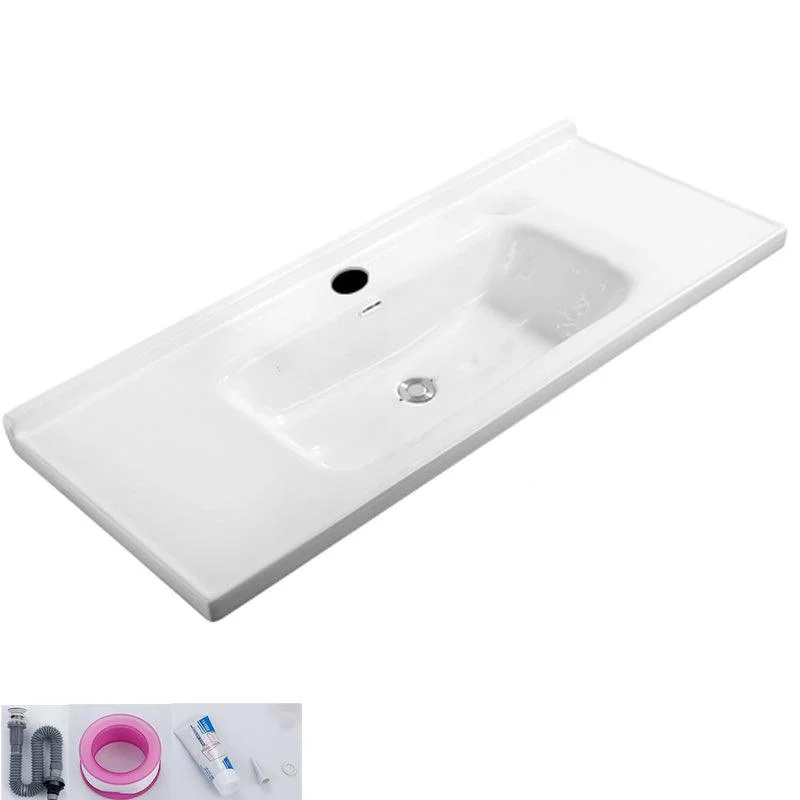 Modern White Bathroom Sink Rectangular Ceramic Bathroom Sink -Bathlova