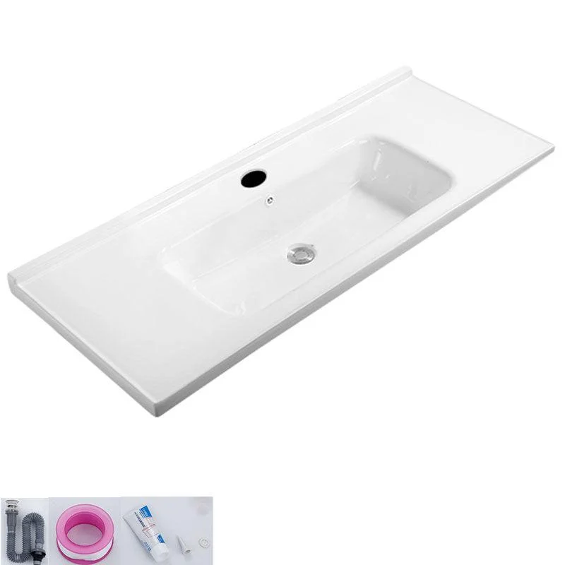 Modern White Bathroom Sink Rectangular Ceramic Bathroom Sink -Bathlova