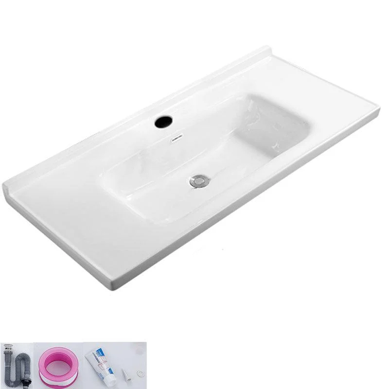 Modern White Bathroom Sink Rectangular Ceramic Bathroom Sink -Bathlova