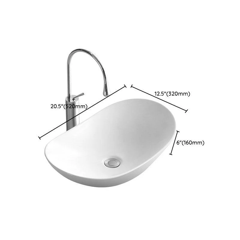 Modern White Vessel Sink Porcelain Vessel Bathroom Sink with Tap -Bathlova