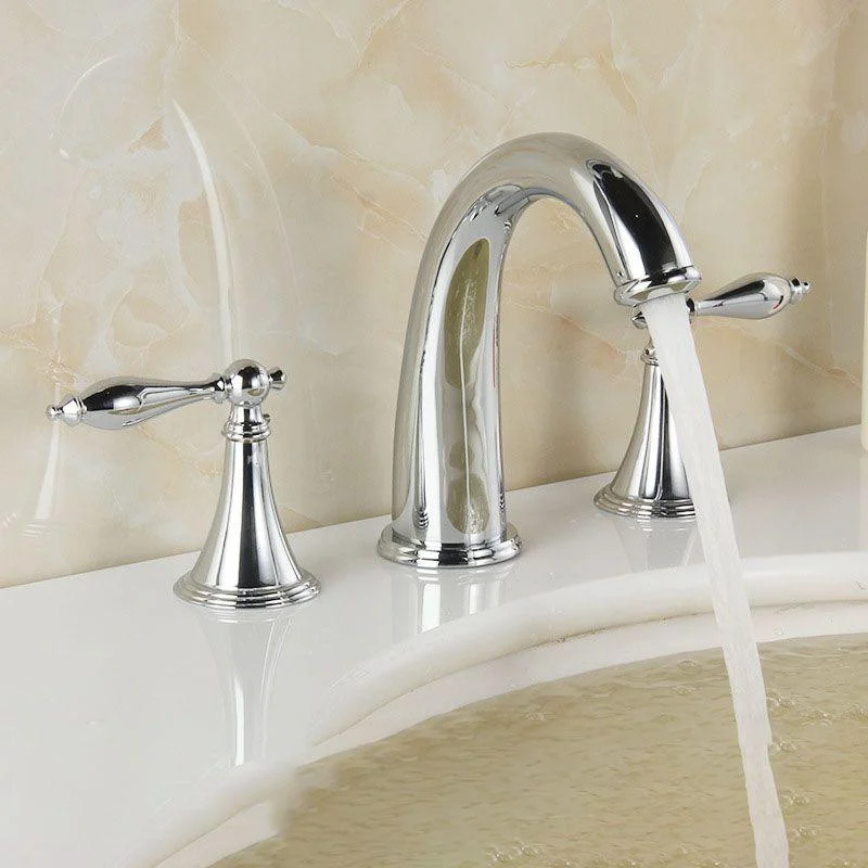 Modern Widespread Sink Tap Plain Bathroom Double Handle Tap with Lever Handle -Bathlova