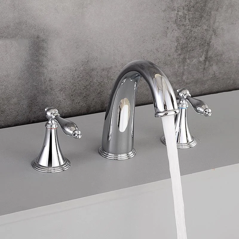 Modern Widespread Sink Tap Plain Bathroom Double Handle Tap with Lever Handle -Bathlova