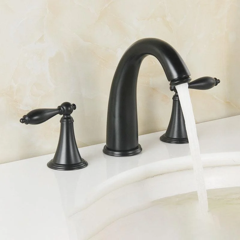 Modern Widespread Sink Tap Plain Bathroom Double Handle Tap with Lever Handle -Bathlova