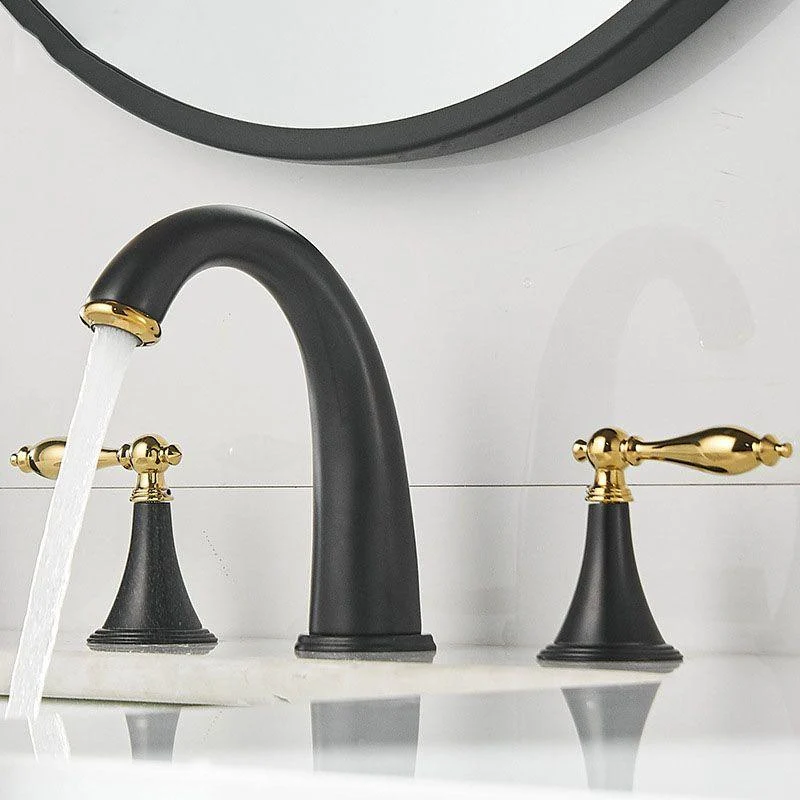 Modern Widespread Sink Tap Plain Bathroom Double Handle Tap with Lever Handle -Bathlova