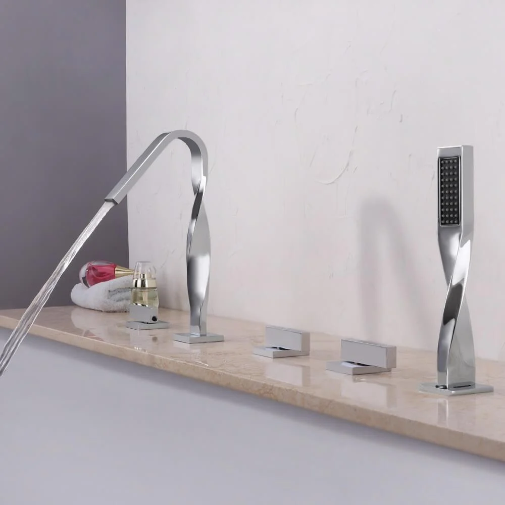 Modern Widespread Spiral Bathtub Tap -Bathlova