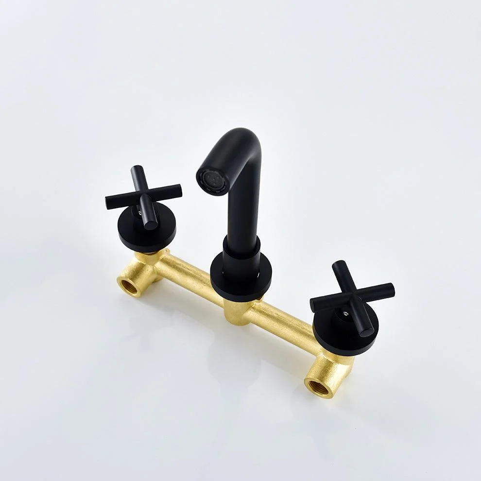 Modern Widespread Wall Mounted Bathroom Sink Tap Cross Handles Widespread Sink Tap -Bathlova