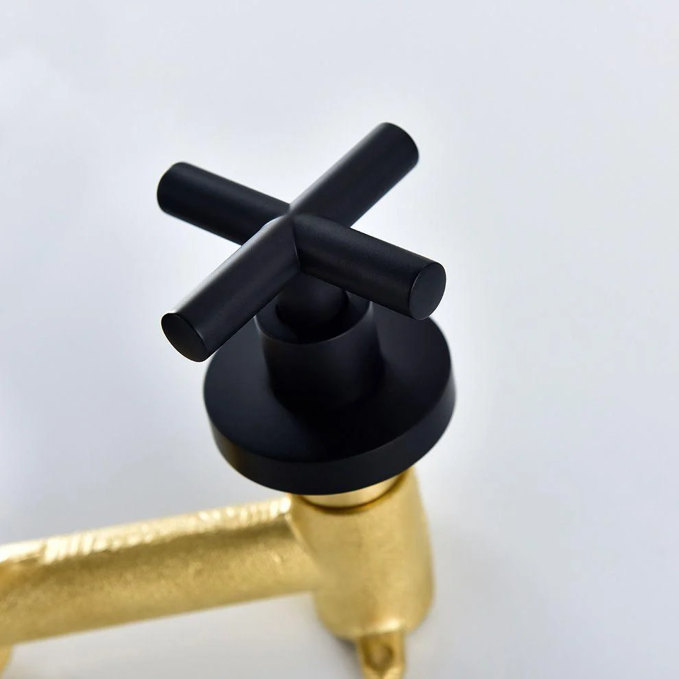 Modern Widespread Wall Mounted Bathroom Sink Tap Cross Handles Widespread Sink Tap -Bathlova