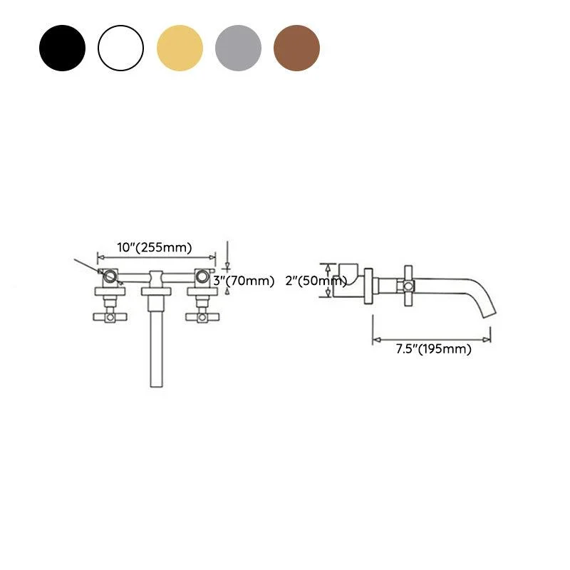 Modern Widespread Wall Mounted Bathroom Sink Tap Cross Handles Widespread Sink Tap -Bathlova