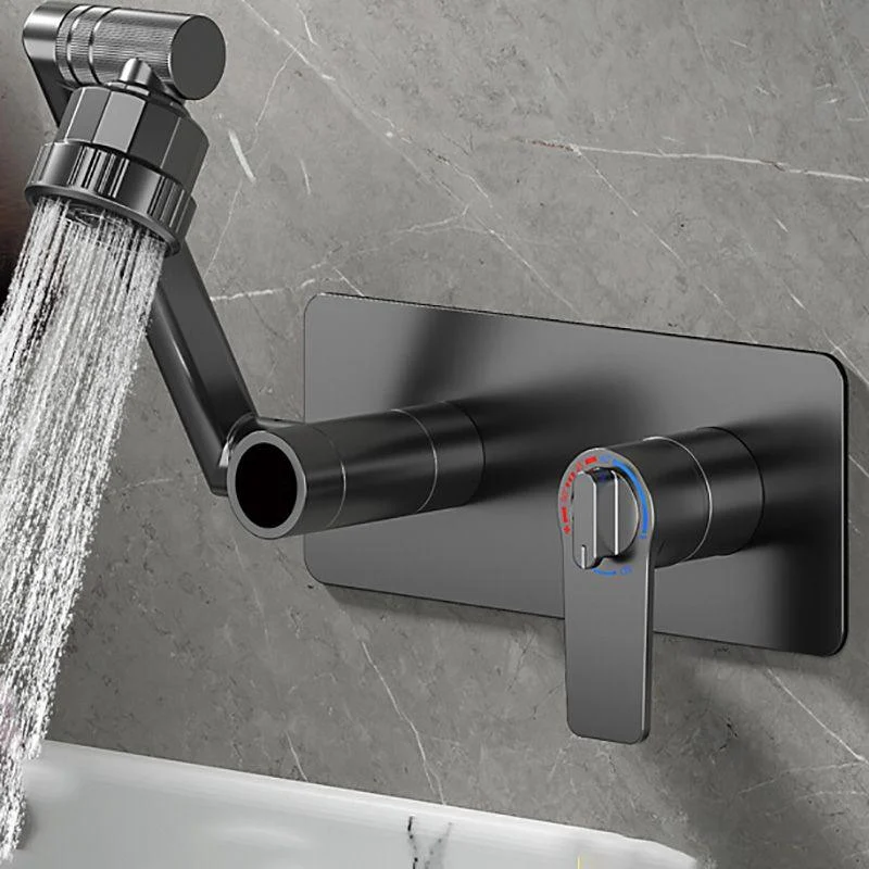 Modern Widespread Wall Mounted Bathroom Sink Tap Lever Handle Low Arc Tap -Bathlova