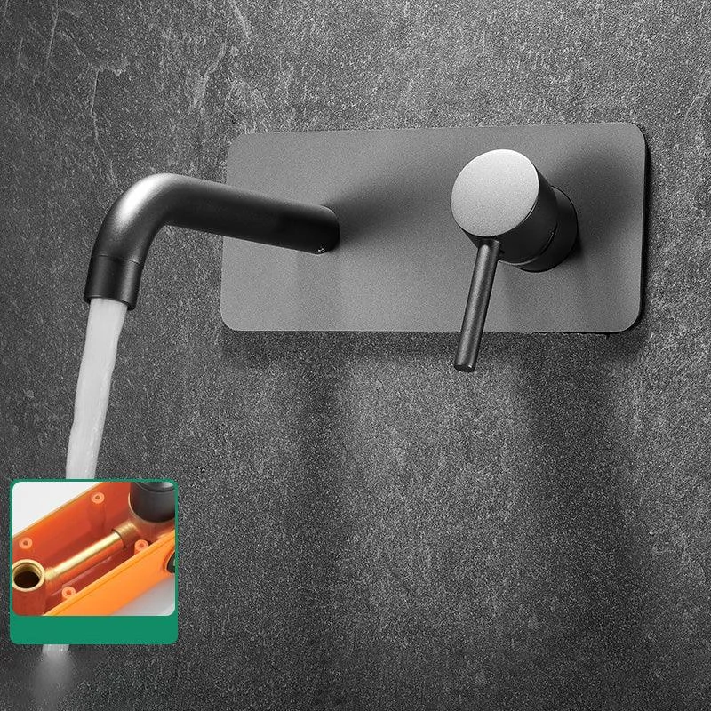 Modern Widespread Wall Mounted Bathroom Sink Tap Lever Handle Low Arc Tap -Bathlova