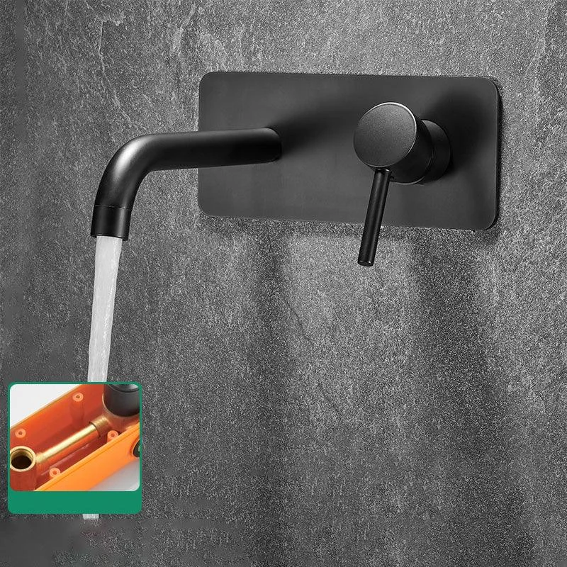 Modern Widespread Wall Mounted Bathroom Sink Tap Lever Handle Low Arc Tap -Bathlova