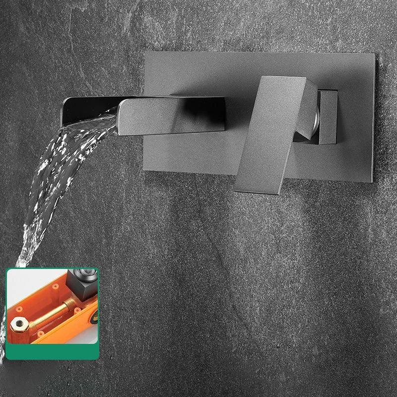 Modern Widespread Wall Mounted Bathroom Sink Tap Lever Handle Low Arc Tap -Bathlova