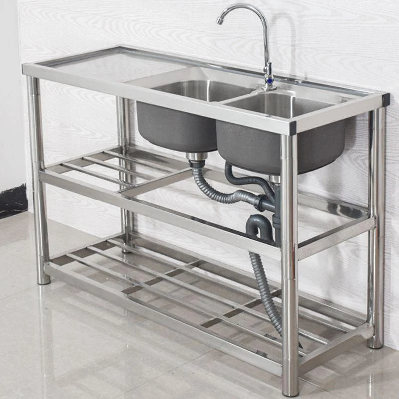 Modern Workstation Ledge Stainless Steel with Accessories and Tap Workstation -Bathlova